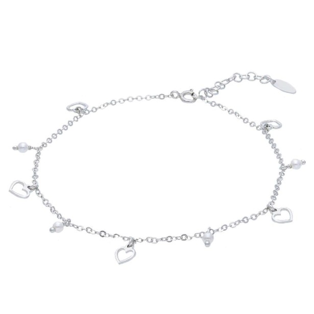 Cavigliera in argento 925/ooo e perla con cuore