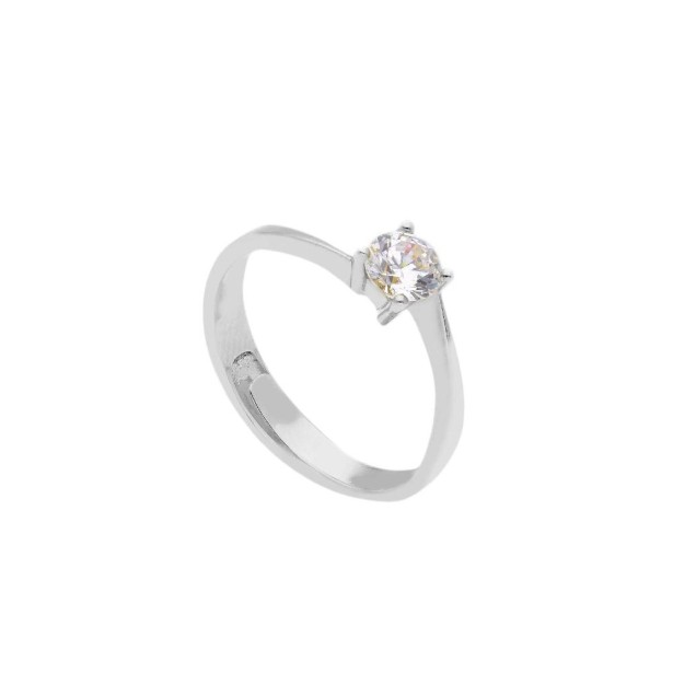 Anello solitario in argento 925/ooo e zirconia cubica