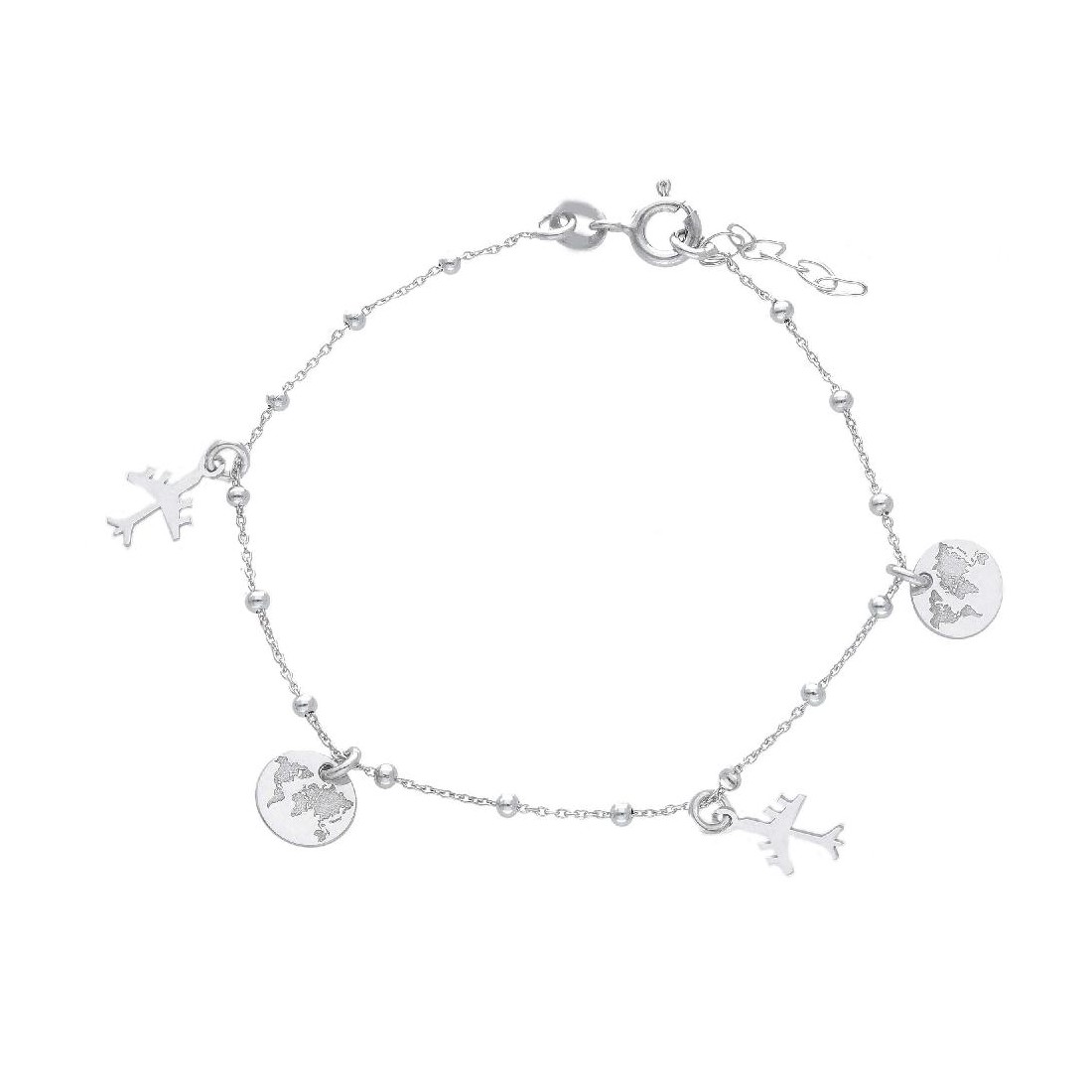 Bracciale in argento 925/ooo con aereo e mondo