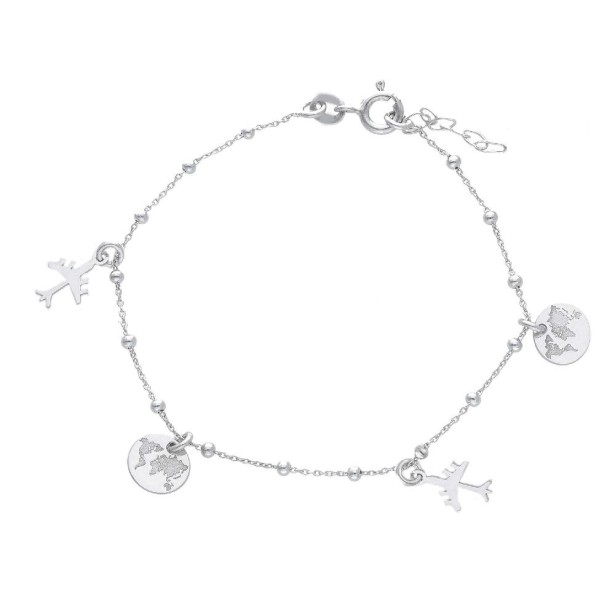 Bracciale in argento 925/ooo con aereo e mondo