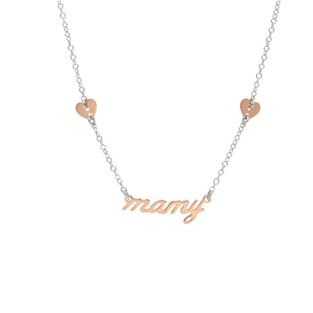 Girocollo in argento bicolore 925/ooo con scritta mamy e cuore