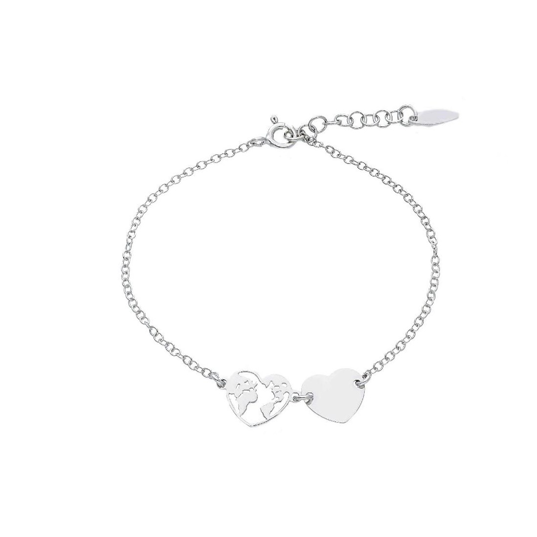 Bracciale in argento 925/ooo con mappamondo e cuore