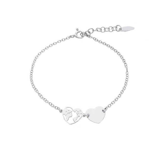 Bracciale in argento 925/ooo con mappamondo e cuore