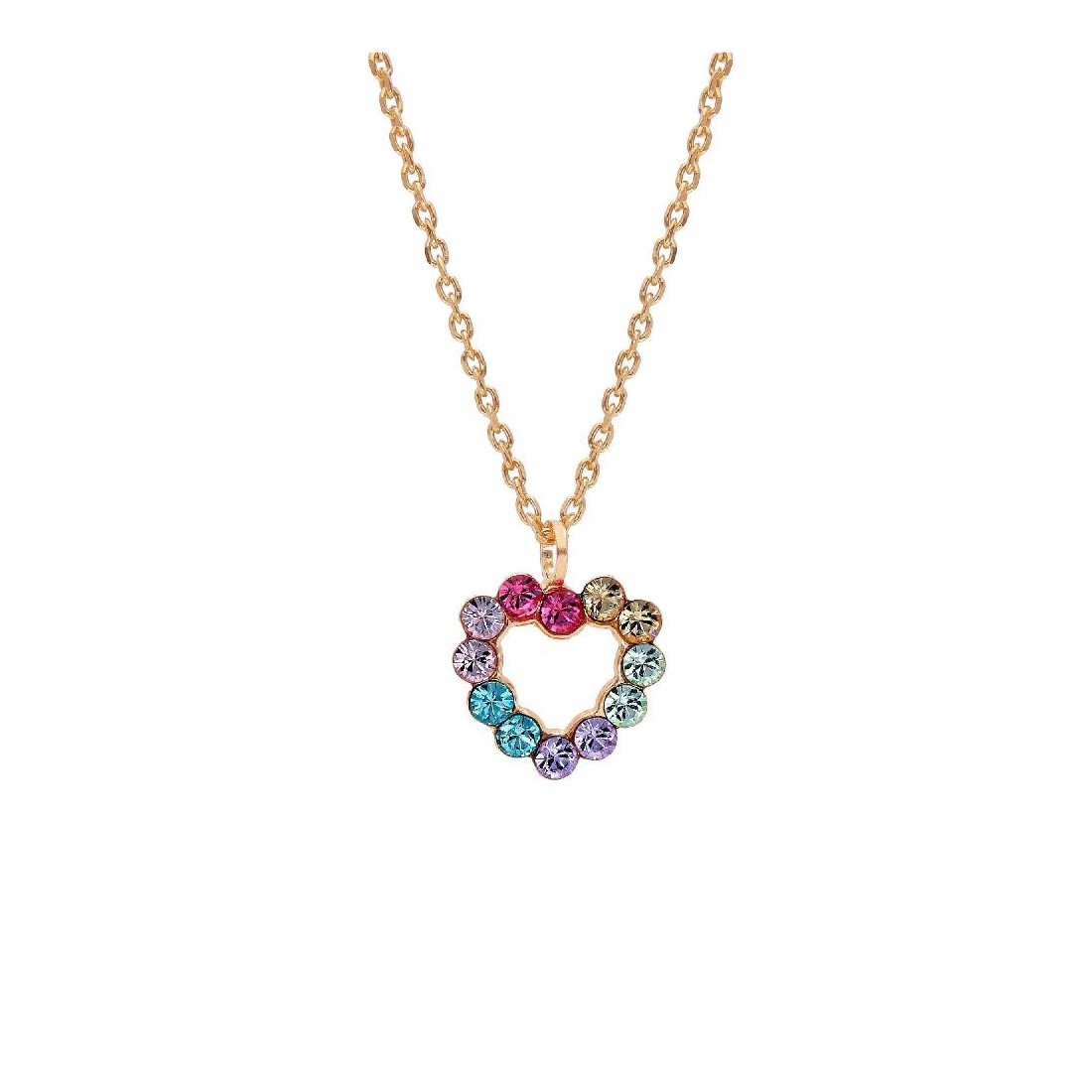 Girocollo in argento ros� 925/ooo e cristallo artificiale multicolor con cuore
