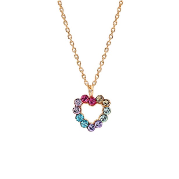 Girocollo in argento ros� 925/ooo e cristallo artificiale multicolor con cuore