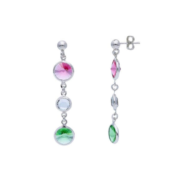Orecchini pendenti in argento 925/ooo e cristallo artificiale multicolor