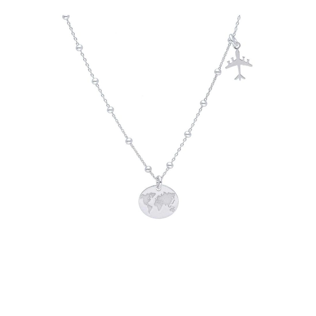 Girocollo in argento 925/ooo con aereo e mondo