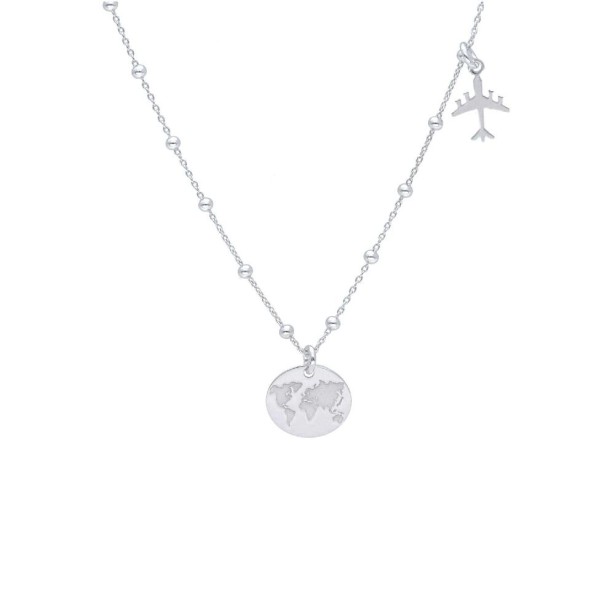 Girocollo in argento 925/ooo con aereo e mondo