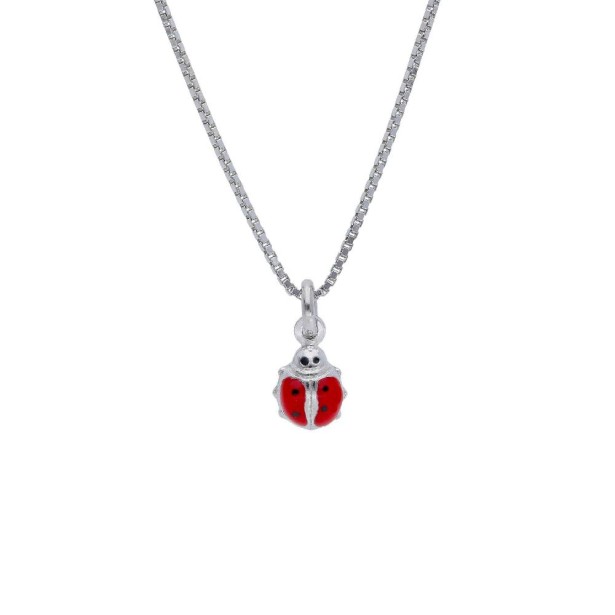 Girocollo in argento 925/ooo e smalto con coccinella