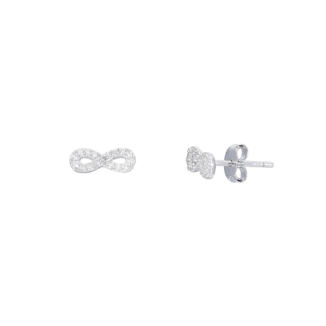 Orecchini lobo in argento 925/ooo e zirconia cubica con infinito