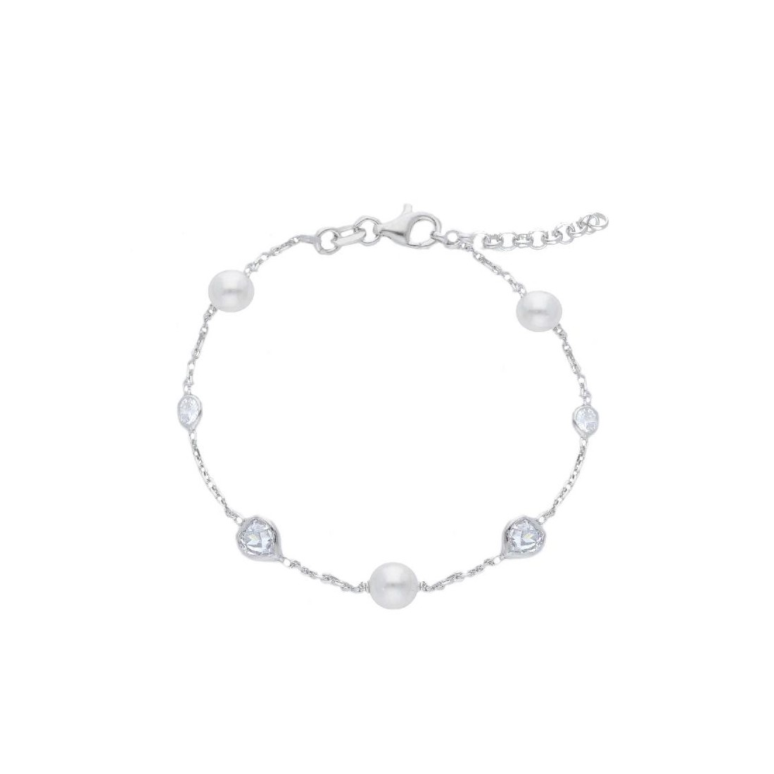 Bracciale in argento 925/ooo zirconia cubica e perla
