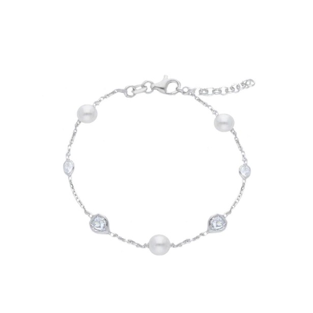 Bracciale in argento 925/ooo zirconia cubica e perla