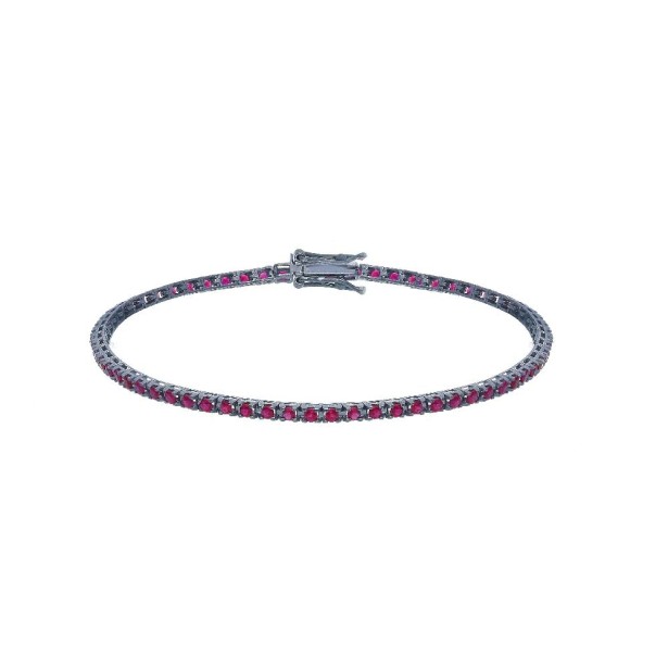 Bracciale tennis in oro brunito 750/°°° e rubino