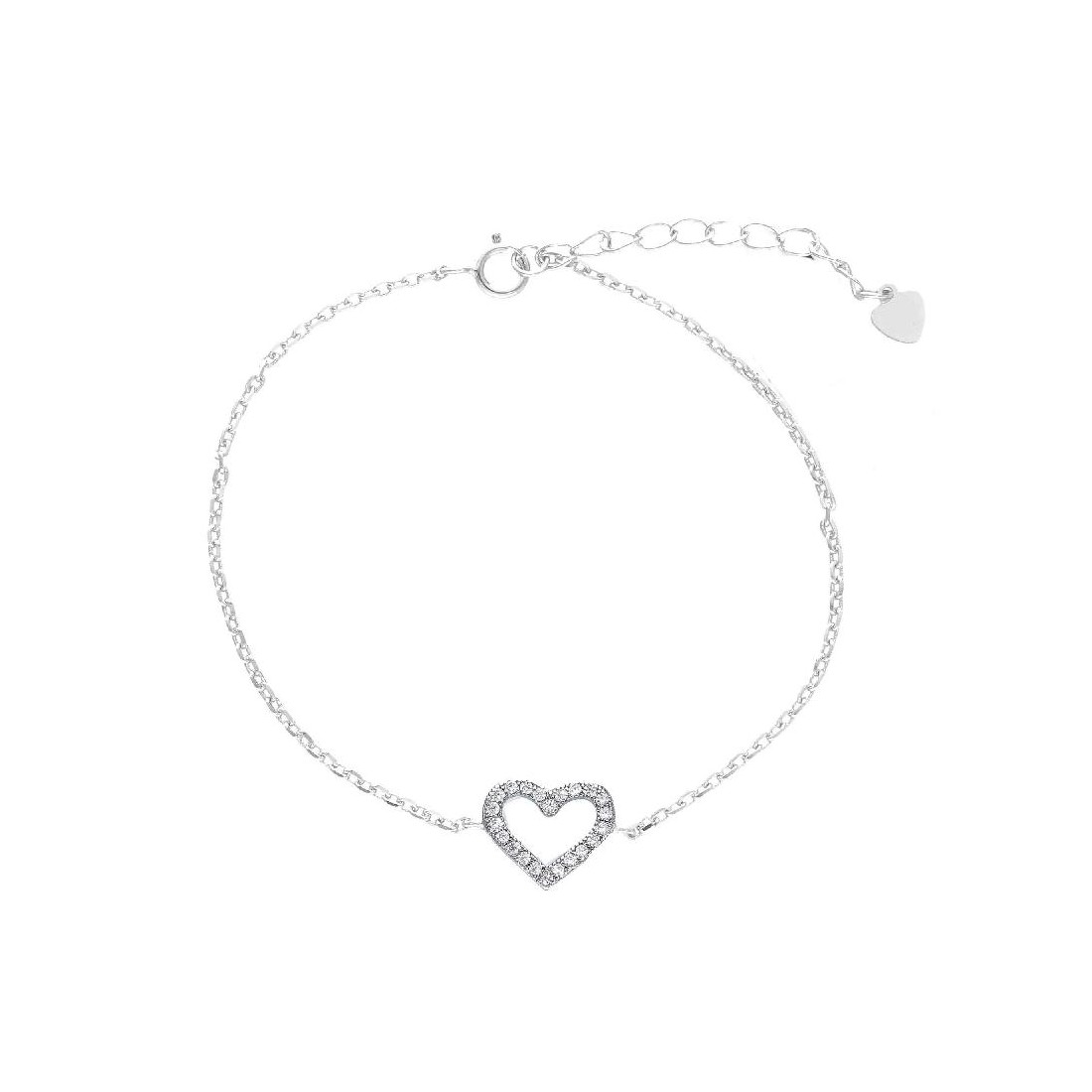 Bracciale in argento 925/ooo e zirconia cubica con cuore