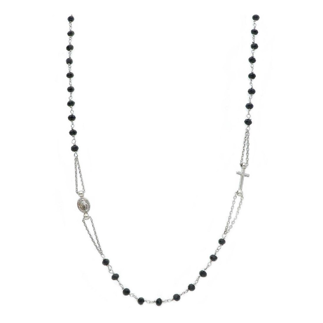 Rosario in argento 925/ooo e cristallo artificialenero