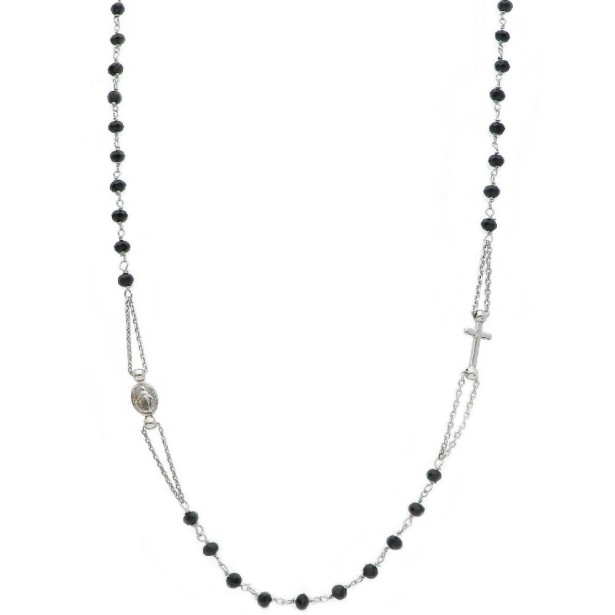 Rosario in argento 925/ooo e cristallo artificialenero