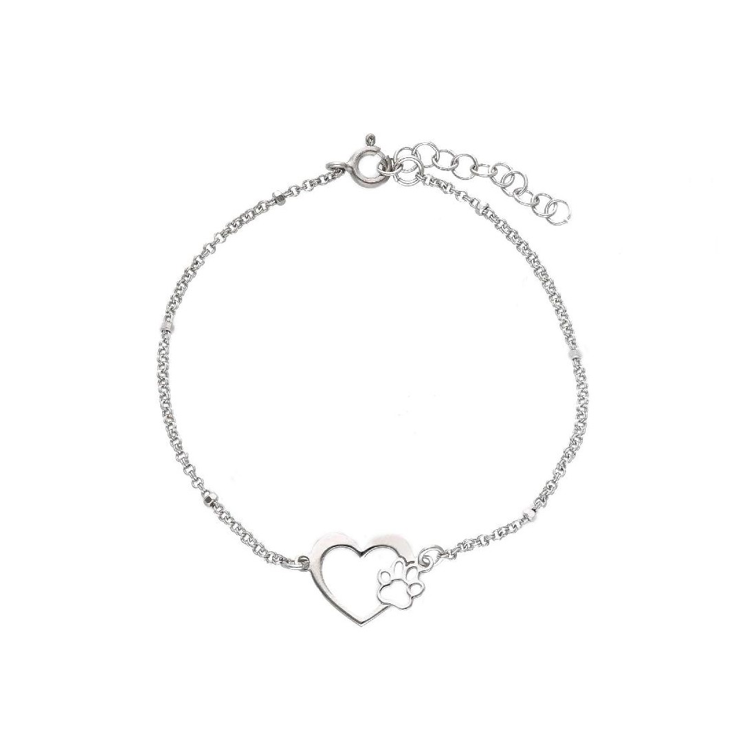 Bracciale in argento 925/ooo con cuore e zampa