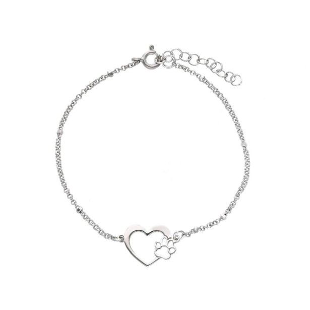 Bracciale in argento 925/ooo con cuore e zampa