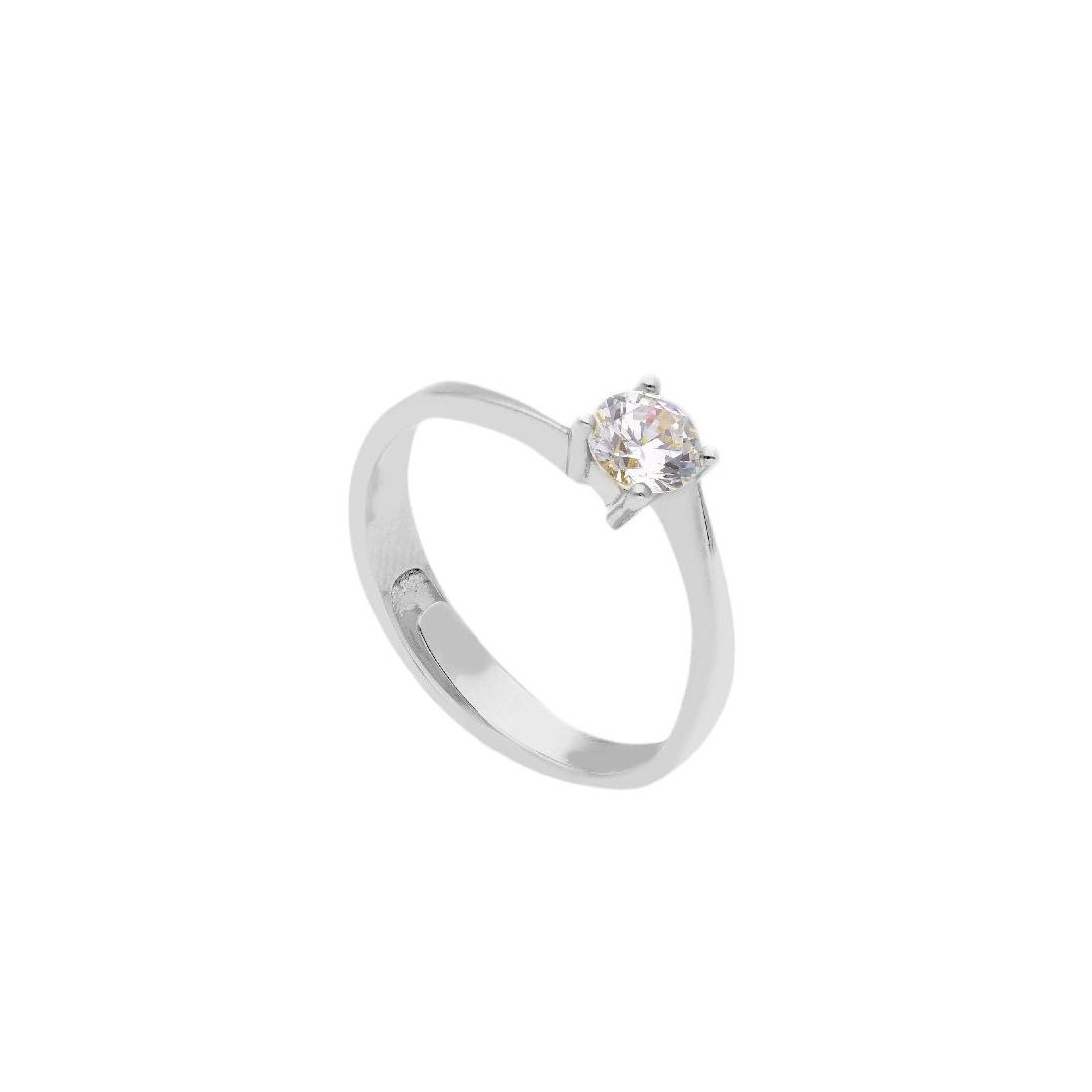 Anello solitario in argento 925/ooo e zirconia cubica