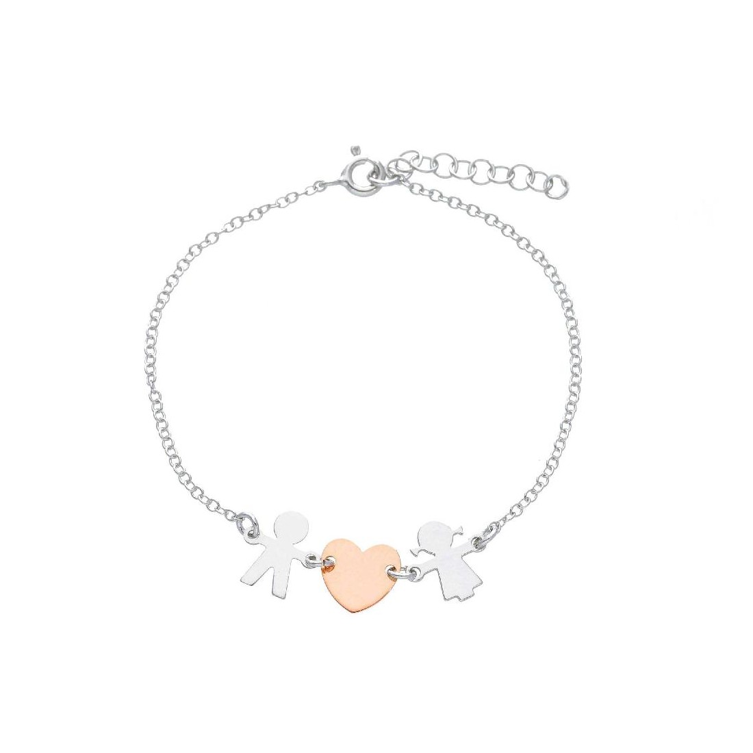 Bracciale in argento bicolore 925/ooo con bambini e cuore