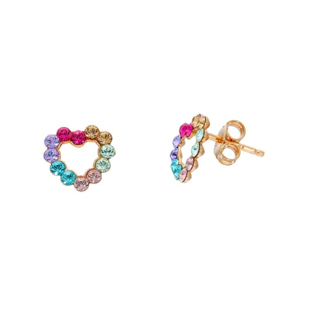 Orecchini lobo in argento ros� 925/ooo e cristallo artificiale multicolor con cuore