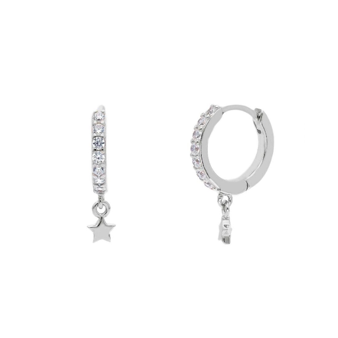 Orecchini pendenti in argento 925/ooo e zirconia cubica con stella