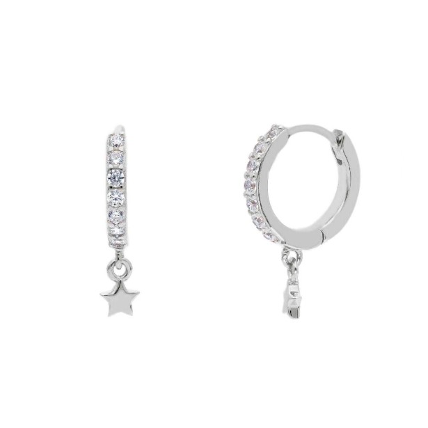 Orecchini pendenti in argento 925/ooo e zirconia cubica con stella