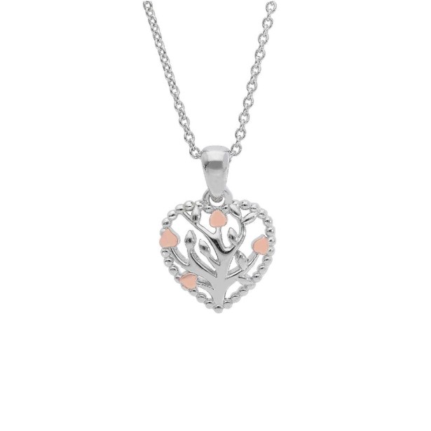 Girocollo in argento bicolore 925/ooo con albero della vita e cuore