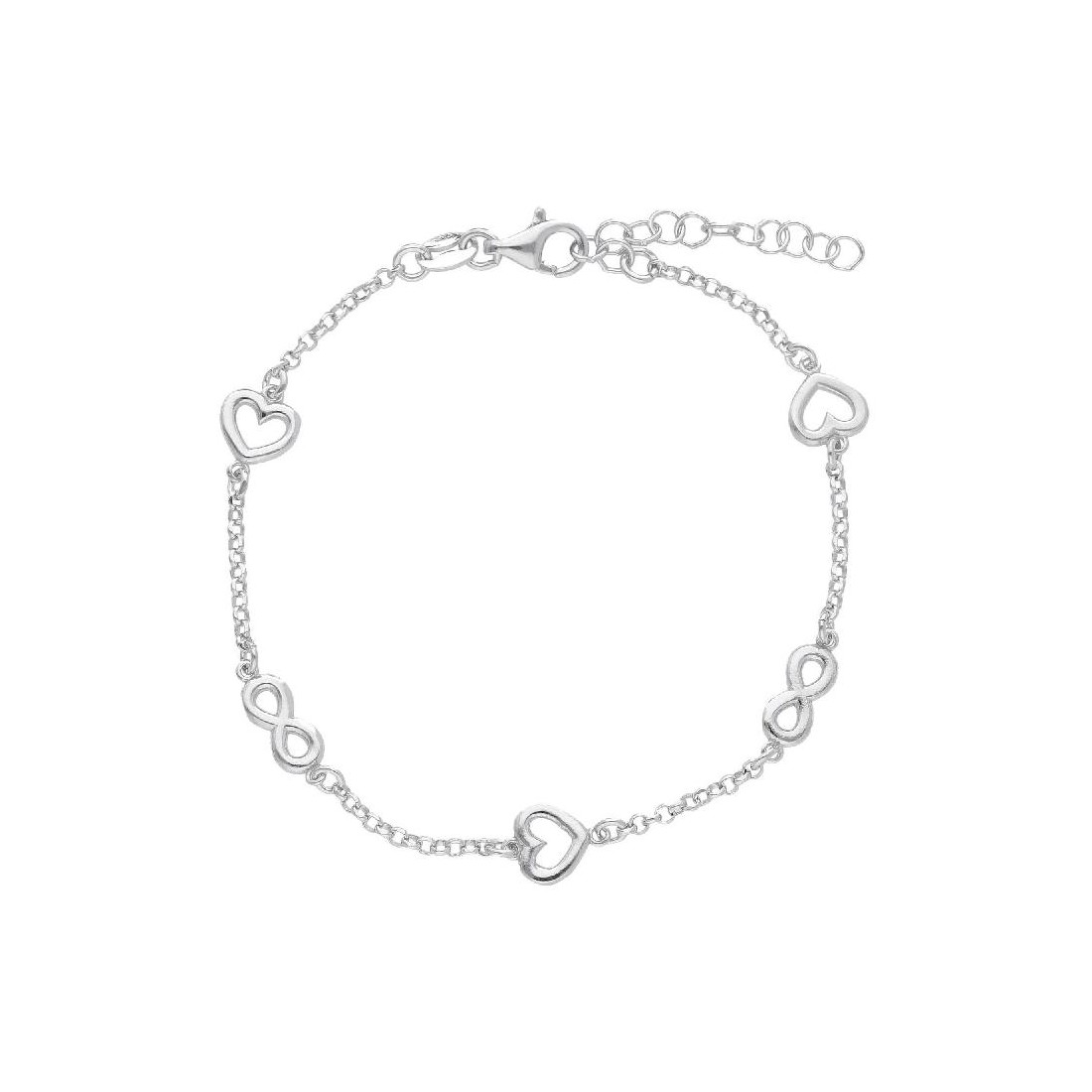 Bracciale in argento 925/ooo con cuore e infinito