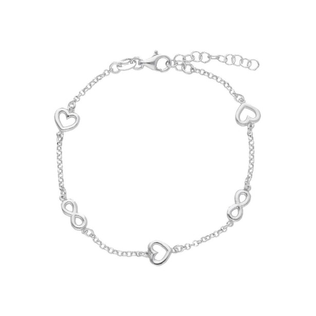 Bracciale in argento 925/ooo con cuore e infinito