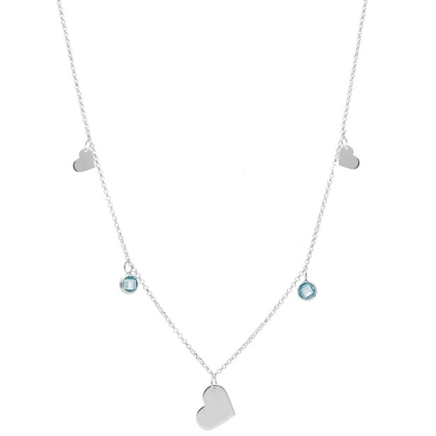 Girocollo in argento 925/ooo e cristallo artificiale azzurro con cuore