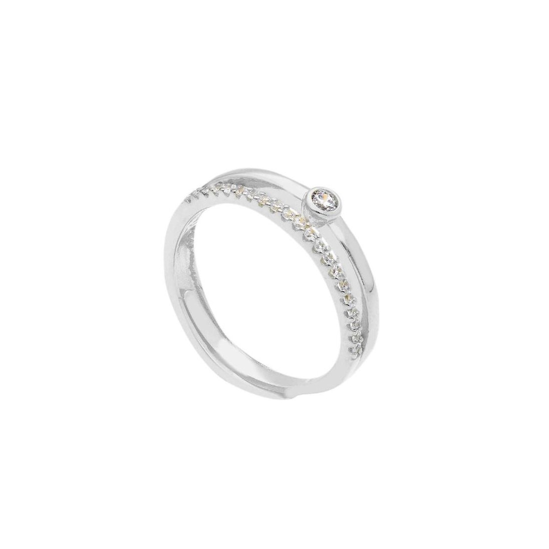Anello solitario in argento 925/ooo e zirconia cubica