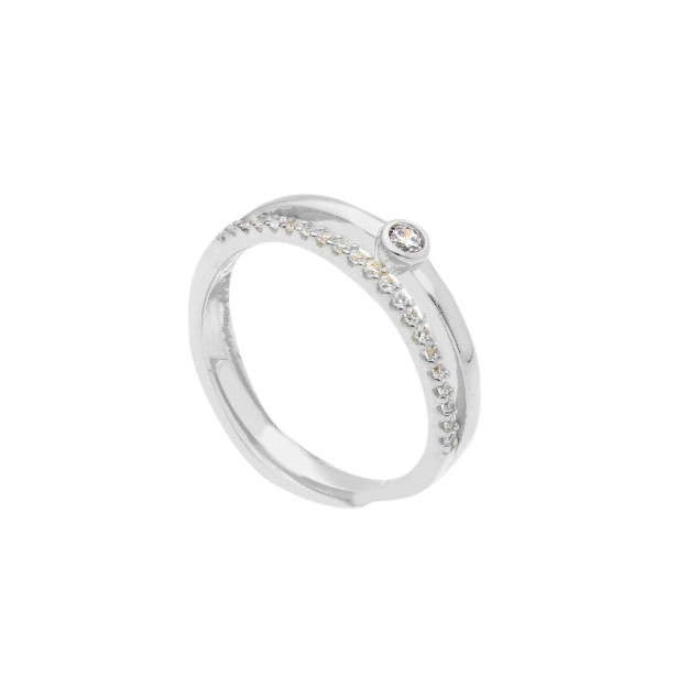 Anello solitario in argento 925/ooo e zirconia cubica