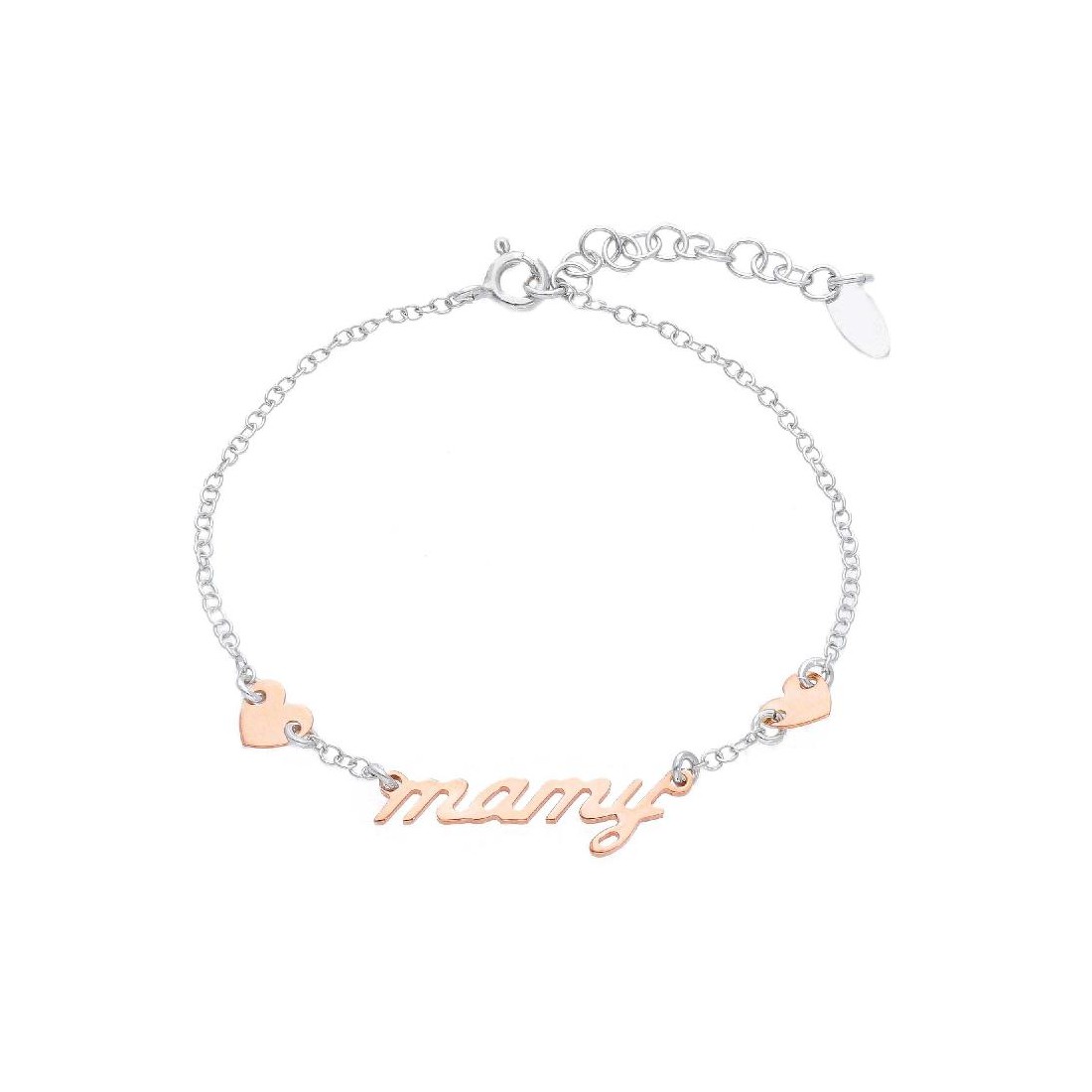 Bracciale in argento bicolore 925/ooo con scritta mamy e cuore