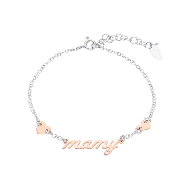 Bracciale in argento bicolore 925/ooo con scritta mamy e cuore