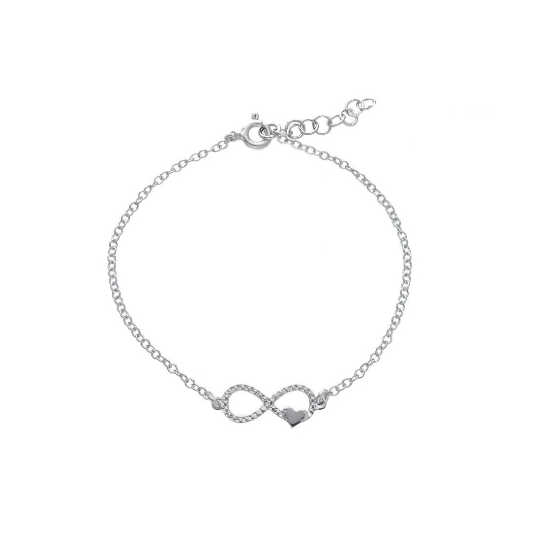 Bracciale in argento 925/ooo con infinito con e cuore