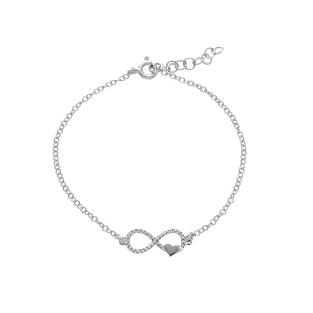 Bracciale in argento 925/ooo con infinito con e cuore