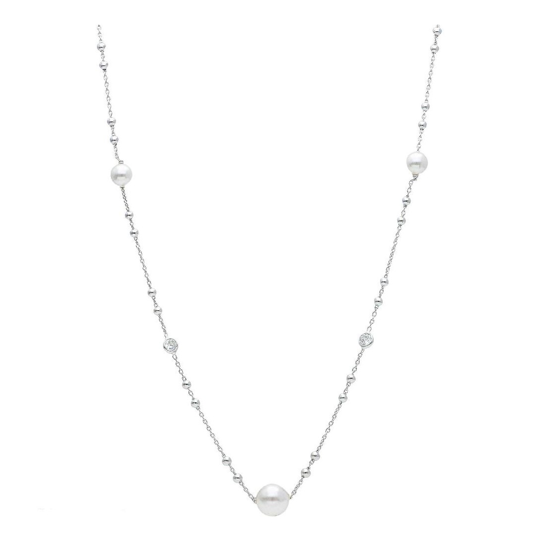 Girocollo in argento 925/ooo zirconia cubica e perla