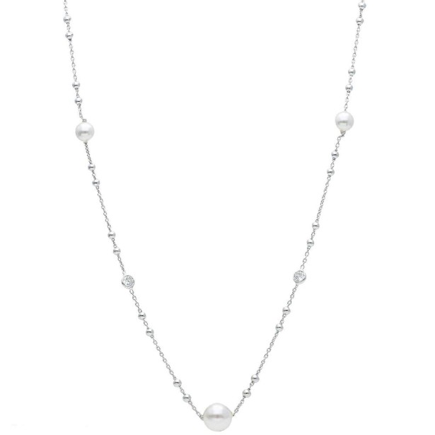 Girocollo in argento 925/ooo zirconia cubica e perla