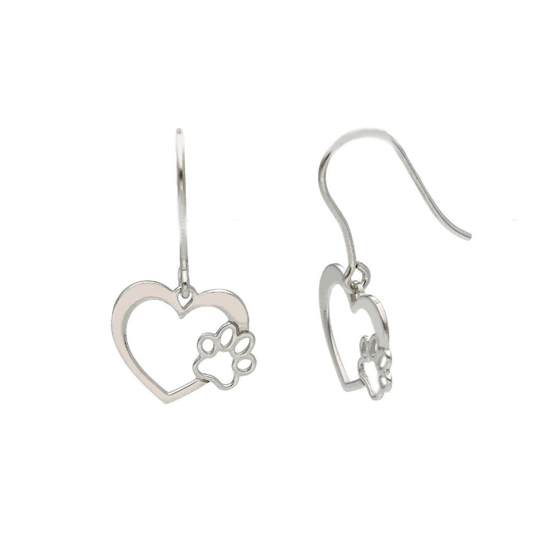 Orecchini pendenti in argento 925/ooo con cuore ezampa