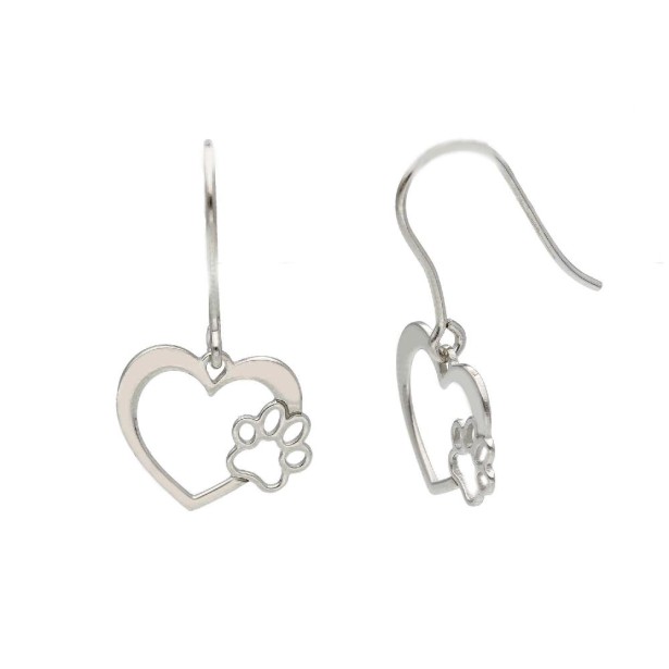 Orecchini pendenti in argento 925/ooo con cuore ezampa
