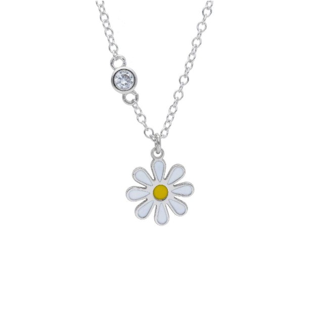 Girocollo in argento 925/ooo e zirconia cubica con margherita