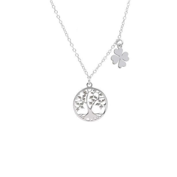 Girocollo in argento 925/ooo con albero della vitae quadrifoglio