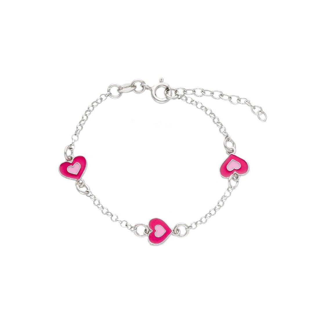 Bracciale in argento 925/ooo e smalto con cuore