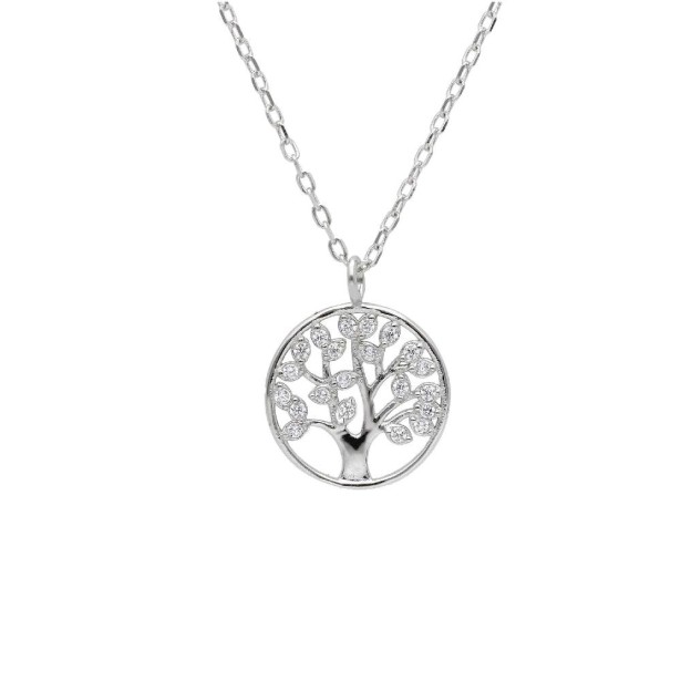 Girocollo in argento 925/ooo e zirconia cubica con albero della vita