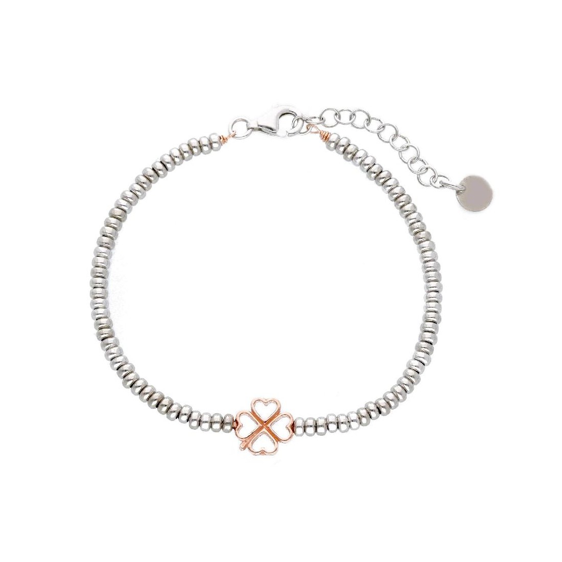 Bracciale in argento bicolore 925/ooo con quadrifoglio