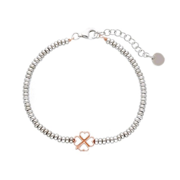 Bracciale in argento bicolore 925/ooo con quadrifoglio
