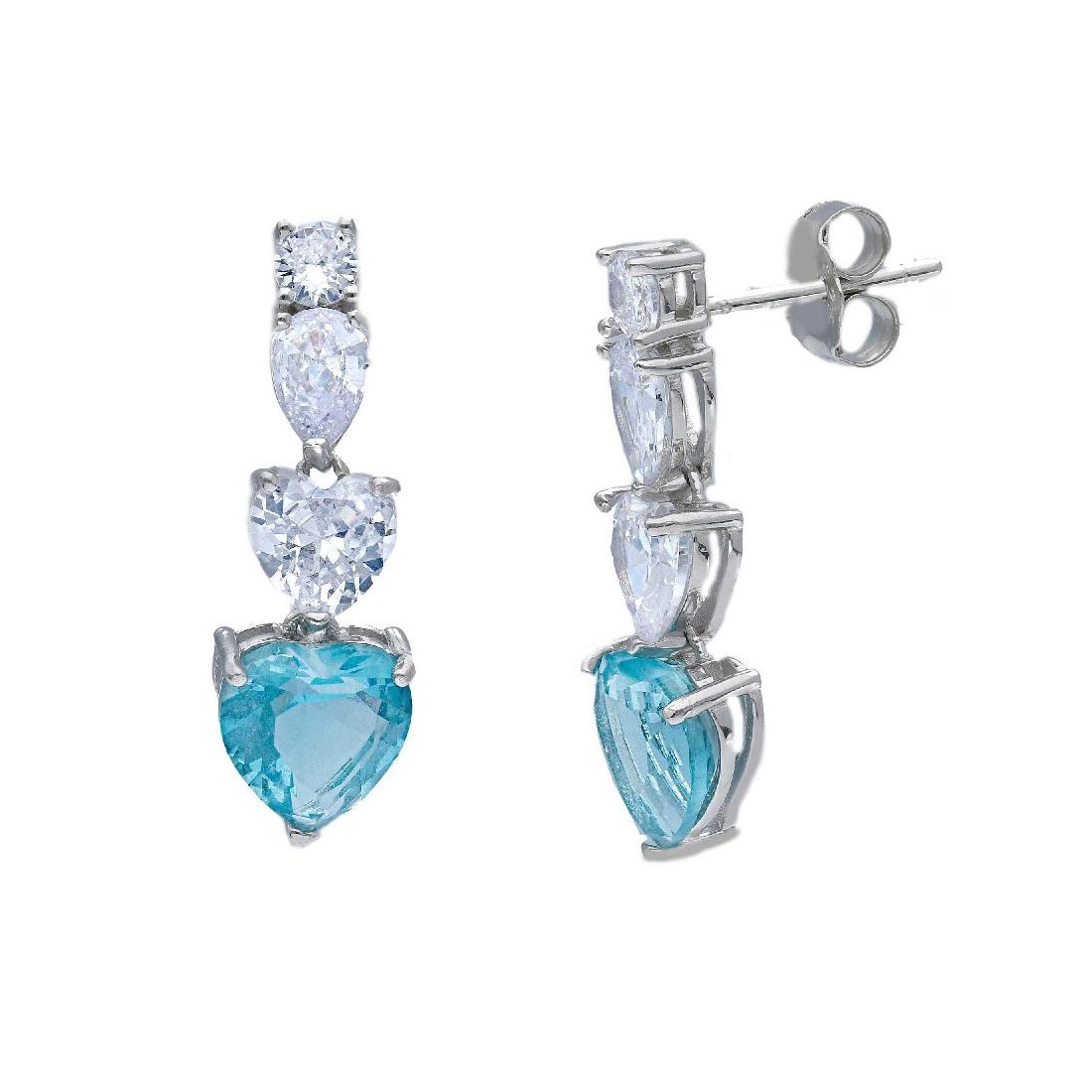 Orecchini pendenti in argento 925/ooo zirconia cubica e cristallo artifiiale