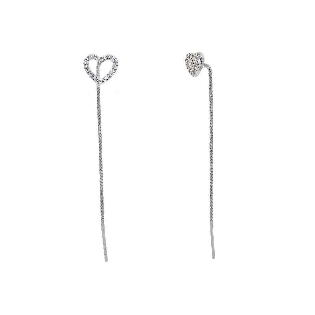 Orecchini pendenti in argento 925/ooo con cuore