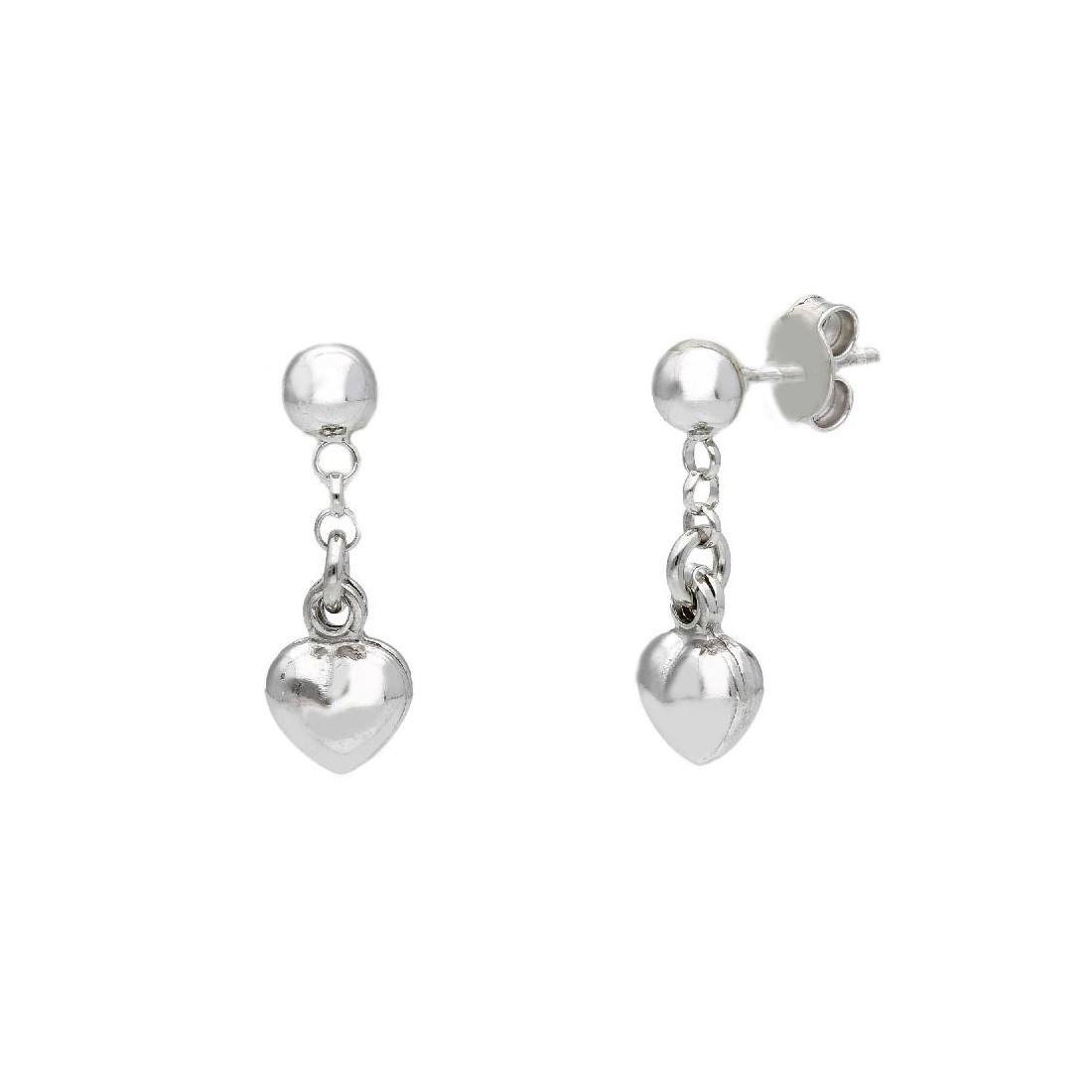 Orecchini pendenti in argento 925/ooo con cuore